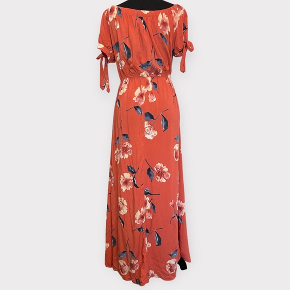 Band of Gypsies - Off Shoulder Floral Maxi Dress - Red - Size Large - Picture 4 of 7
